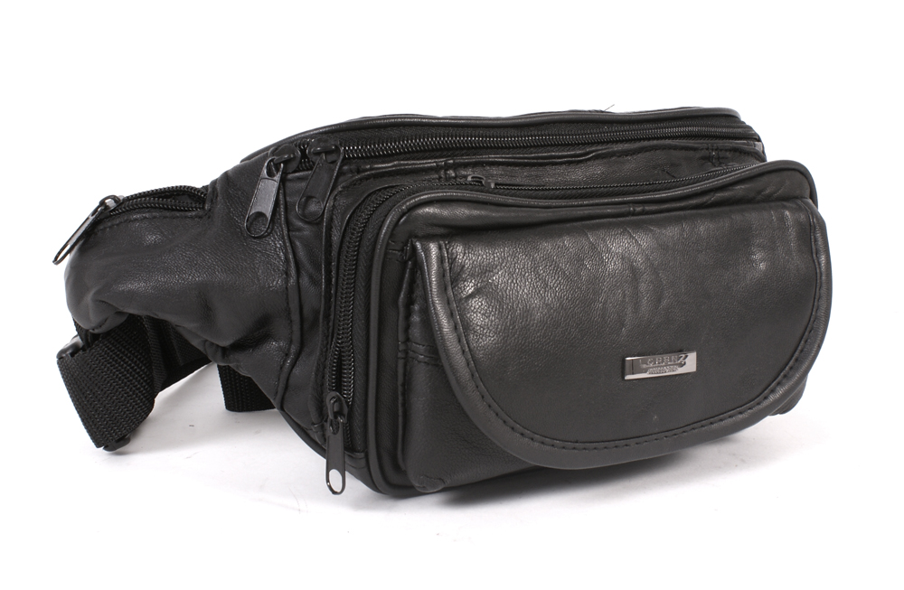 (image for) 1964 BLACK 6 ZIP NAPPA BUM BAG FRONT FLAP
